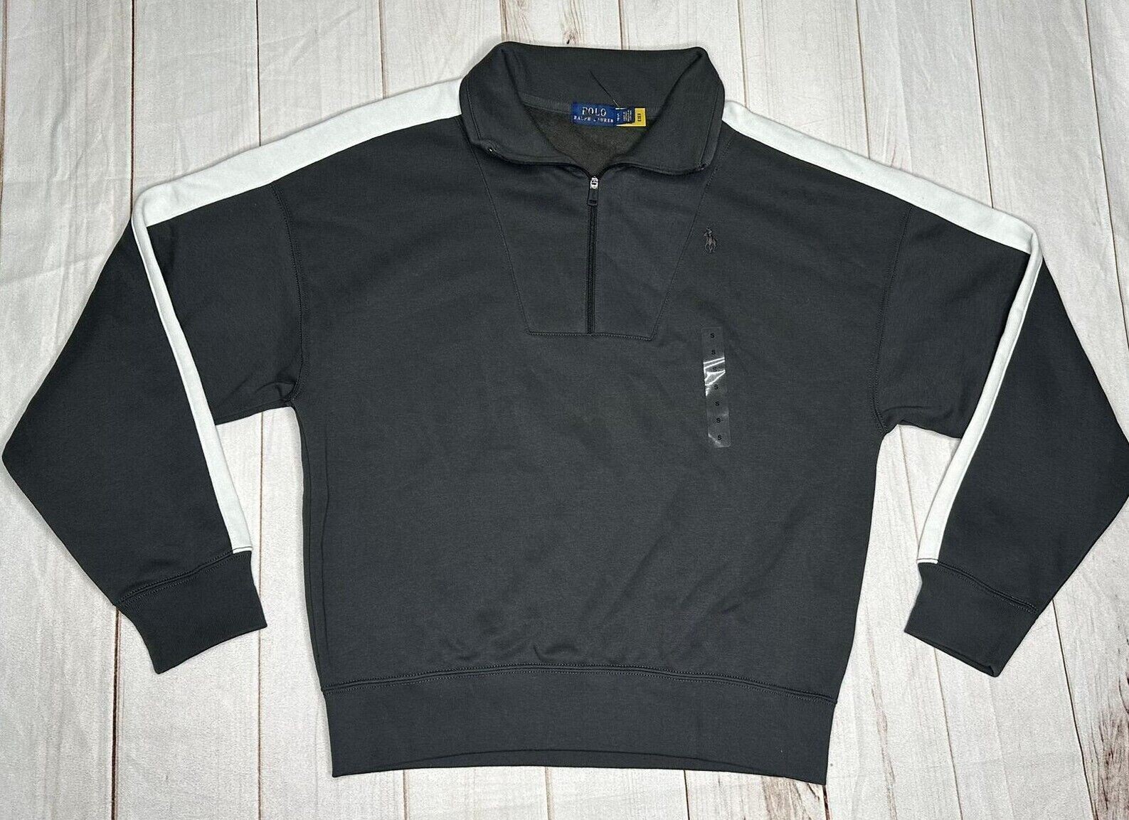 Polo Ralph Lauren donna pullover nero heather S 1 4 cerniera nero pony