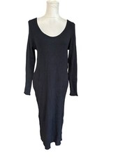 Universal Thread Women's Long Sleeve Midi Bodycon Ribbed Dress Black XXL NEW