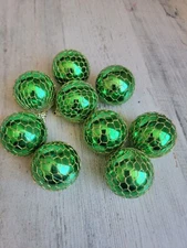Green fish net ball ornament Xmas set unique decor mini