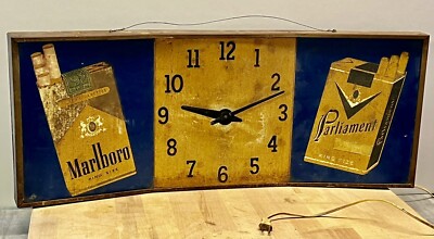 Marlboro Parliament Philip Morris Cigarettes Metal Clock Advertising -  Working