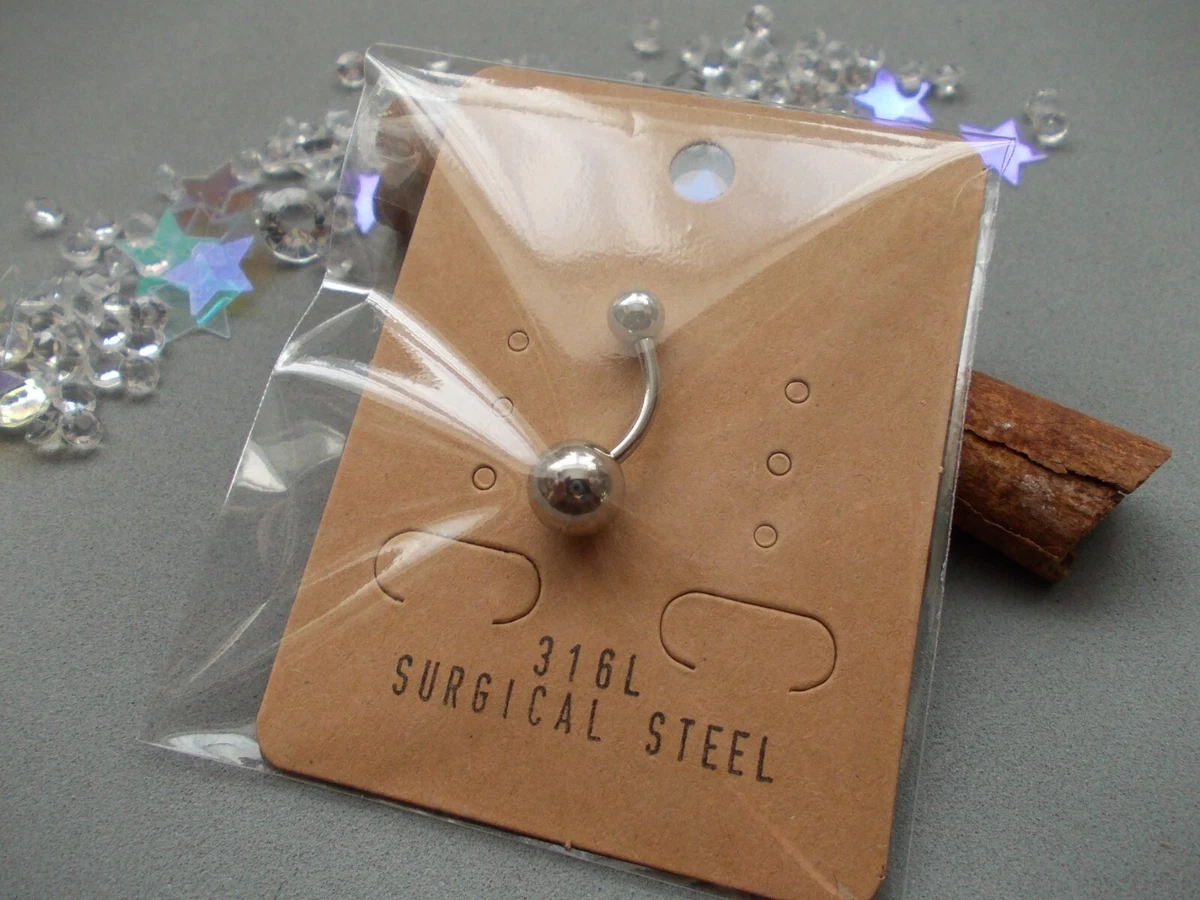 1X 1.2MM THIN BAR SURGICAL STEEL BELLY BAR CHOSE 6MM 8MM 10MM 12MM 14MM 16MM