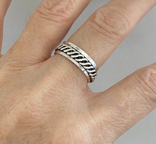 Goyal Jewels Sterling Silver Spinner Ring For Men & Women | 925 Silver Meditation Band | Handmade Statement Ring Gift - View #4