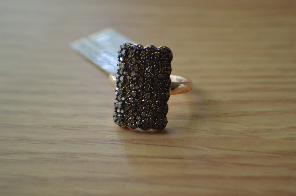 1.00ct Natural Champagne Diamond Ring ~ 14K Rose Gold over Fine Silver Size 8 - Image 3 of 4