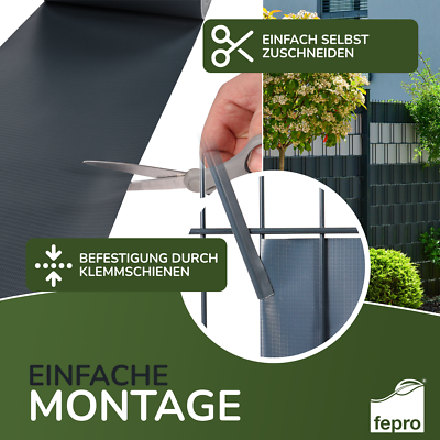 TEKONA Sichtschutzstreifen 35m X 19cm – Moosgrün, Inkl. 30 Clips, Für Doppelstabmattenzäune