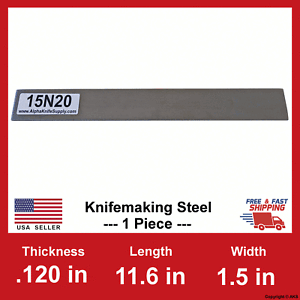 .120/" 15N20 Carbon Steel Bar Billet 1//8 in x 11.6/" x 2.0/" 1 Billet