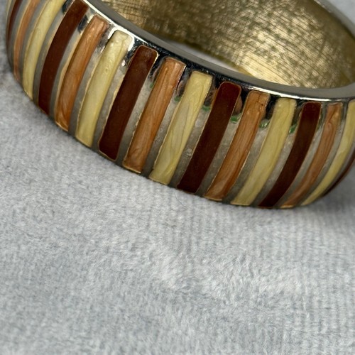 Bracciale Vintage Cerniera Morsetto Multicolore Intarsiato Metallo Tono Terra Colori - Foto 9 di 19