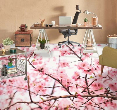 3D Pink Flower Branch PKE1890 Floor WallPaper Murals Wallpaper Mural Print Bea