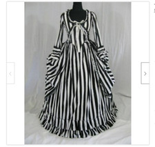 Katrina Van Borla Dormir Hueco Victoriano Rayas Vestido Disfraz Gótico Vestido