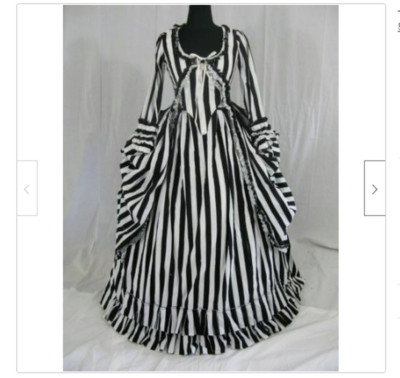 Katrina Van Tassel Sleepy Hollow Victorian stripe Dress Gothic Costume Gown