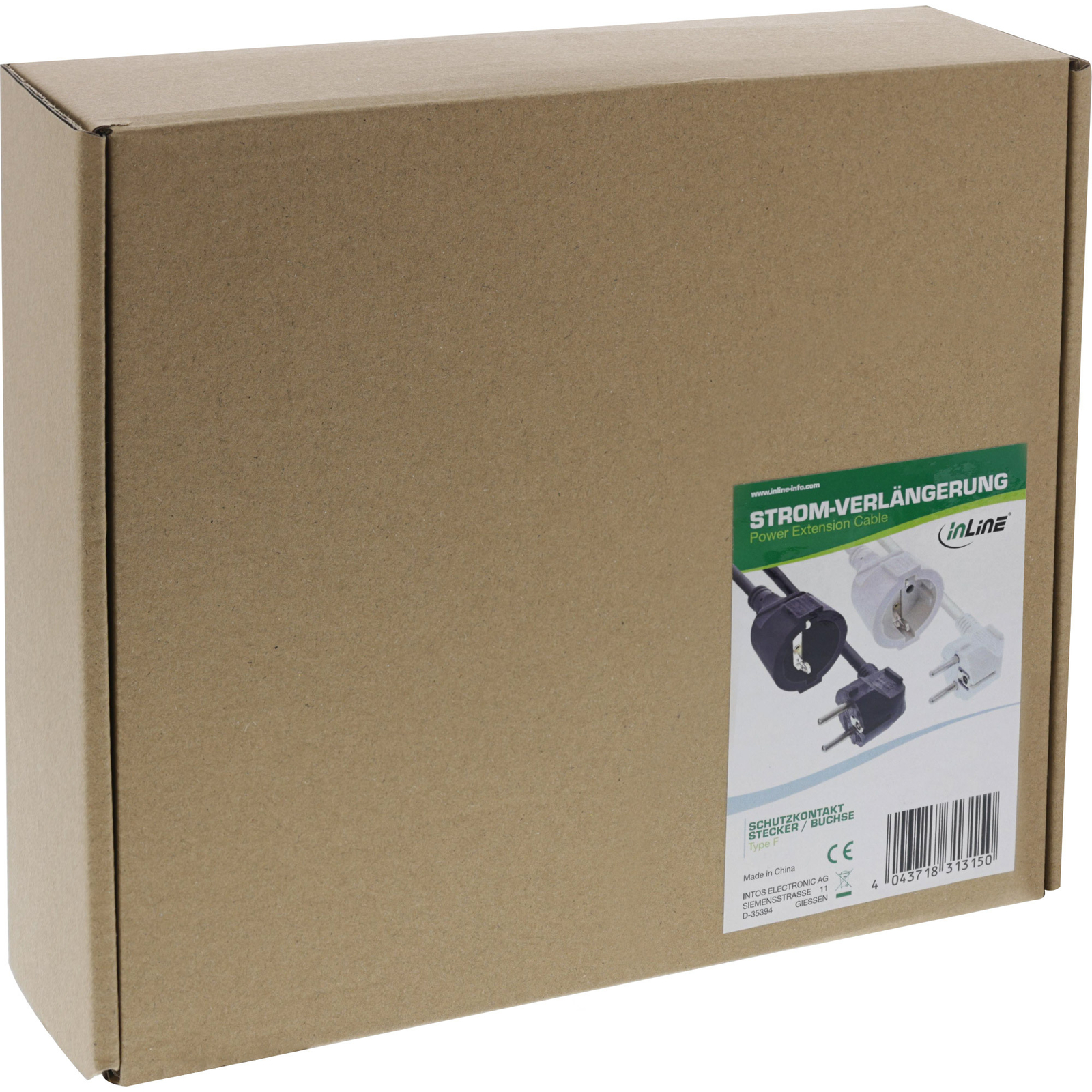 Thumbnail - Inline Strom-verlängerung Schutzkontakt Stecker Gewinkelt / Buchse,