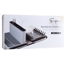 Set Portapiatti con Tappetino Asciugapiatti in Spugna Grigio