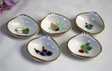 (5) Salt Dishes Cellars Ceramic Individual Hand Painted Gold Rim