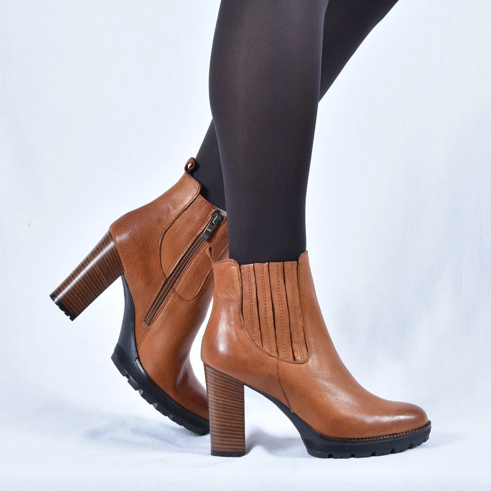 New Peperosa Damenschuhe Siefeletten Stiefel Boots Braun Leder 38 39  - Bild 1 von 4