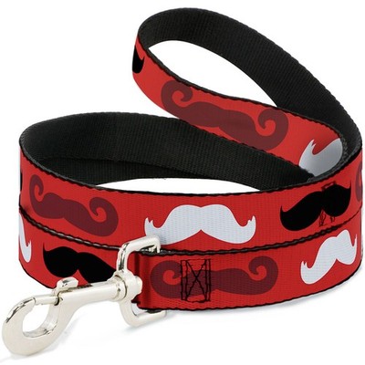 Dog Leash Mustaches Red/Brown/White/Black NARROW 0.5'' (US IMPORT)