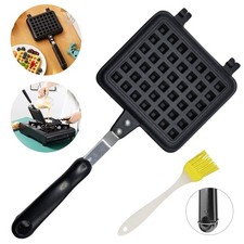 Stovetop Waffle Iron Maker Non-Stick Metal Mold Pan Kitchen Baking Cookware UK