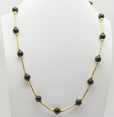 14K Gelbgold dunkle Perlen Muster Halskette 17,0'' #GOLD-4064