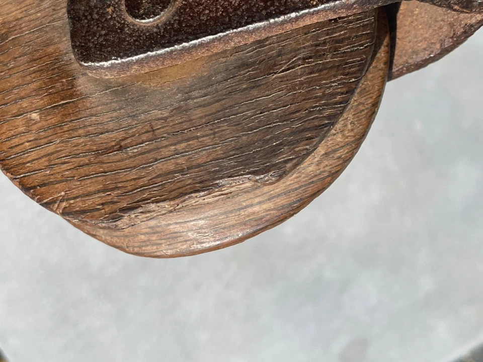 PETITE POULIE BOIS ET FER FORGÉ ANCIENNE - Photo 4/4