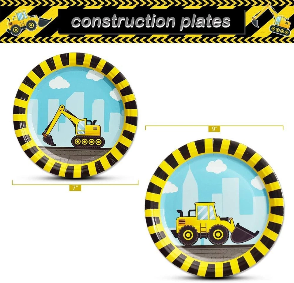 Suministros para fiestas de construcción - Juego de vajilla temática desechable para camión volquete para niño Foto 3 de 4