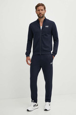 EA7 MEN'S FULL ZIP COTTON SWEATSHIRT SUIT EMPORIO ARMANI art. 8NPV67 PJVTZ - 1562 BLUE