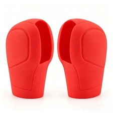2 PCS Gear Shift Cover, Silicone Shift Knob Cover, Anti-Slip Protector, Red