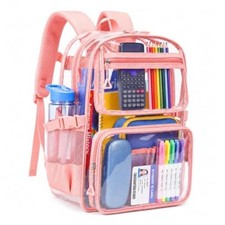 Clear Backpack for School, Heavy Duty PVC Large Transparent Bookbag Large