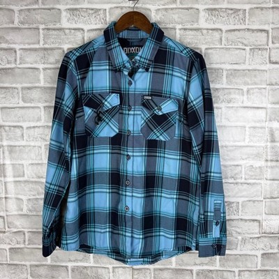 Dixxon Flannel Axel Crew Foundation Blue Plaid D-Tech Button Shirt Womens LARGE