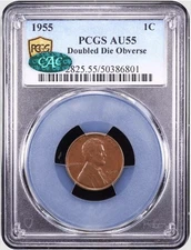 1955 Doubled Die Lincoln Cent 1c PCGS AU55 BN CAC