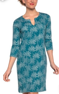Coolibar Oceanside Tunic Dress Women S UPF50+ Sun Protection Green Palms