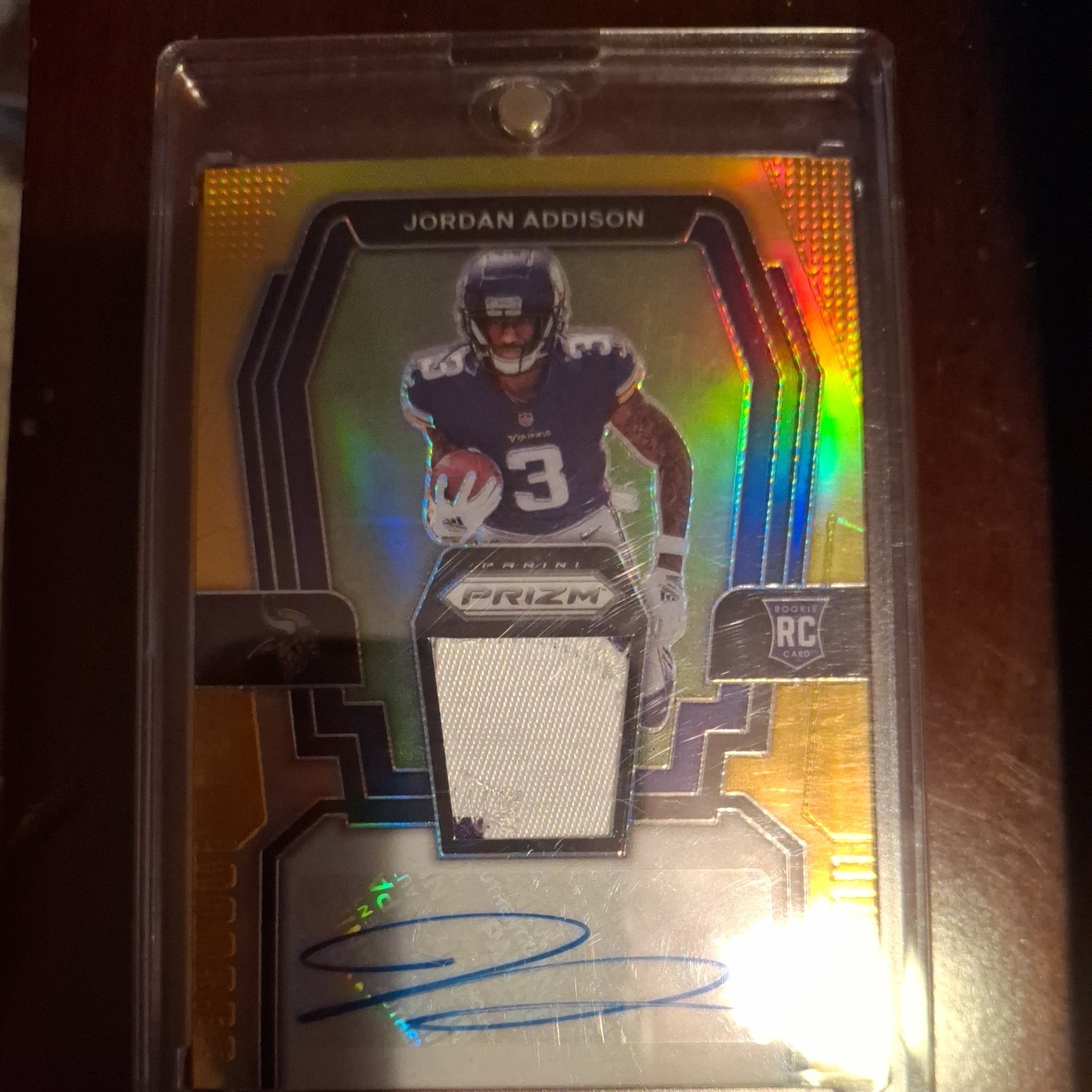 2023 Panini Prizm Jordan Addison Gold Rookie Patch Auto RPA 07/10