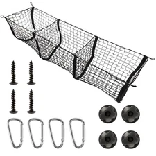 Amiss Heavy Duty Mesh Cargo Net, 3 Pocket Trunk Bed Storage Organizer Compati...
