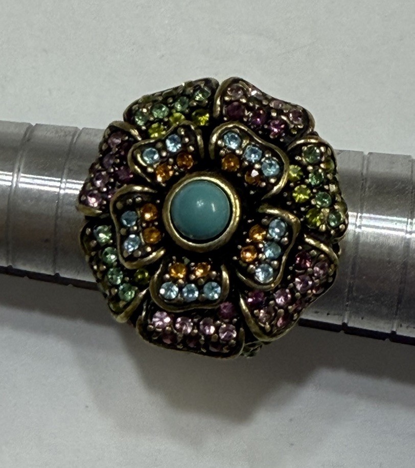 HEIDI DAUS MULTICOLORED RHINESTONE TURQUOISE BEAD… - image 9