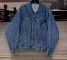 EUC ACME Looney Tunes WB Blue Denim Jean Button Up Long Sleeve Jacket Size Med