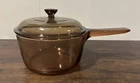 Vision Corning Ware Amber Glass 1.5L Saucepan w/ Pyrex Lid Vintage Cookware