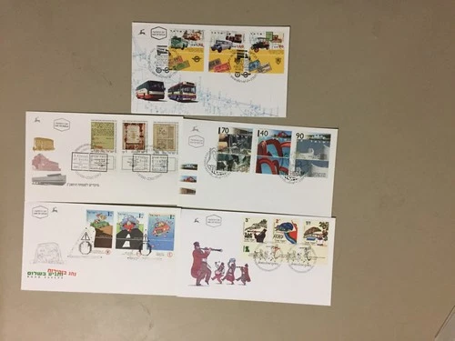 Five '90 Israel fdc with multiple stamps
