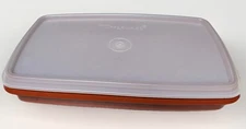 VTG Tupperware Deli Meat Cheese Bacon Hotdog Keeper Paprika Clear Seal Excellent