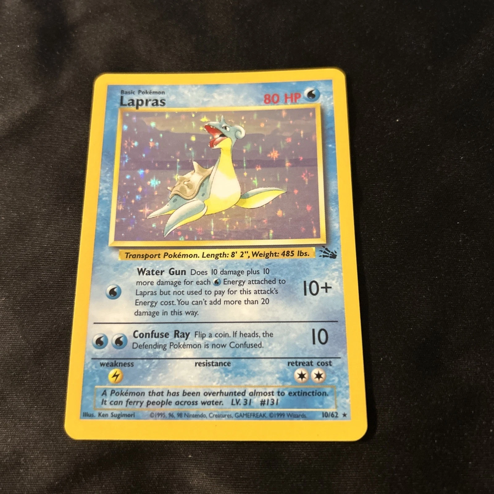 Pokémon TCG Lapras Fossil Holo Unlimited Rare Card 10/62 LP Condition