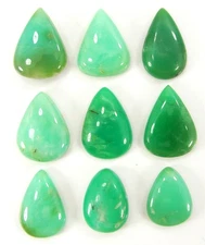 90.95 Ct Natural Chrysoprase Loose Gemstone Cabochon 9 Pcs Lot Wire Wrap - 60418