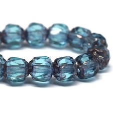 Qty 40 4mm Round Blue w/ Bronze Cathedral Czech Glass Beads