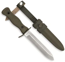 Mil-Tec German Combat Fixed Knife Stainless Blade OD Green ABS Handle - 15362000