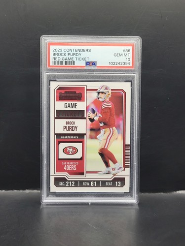 2023 Panini Contenders - Brock Purdy #86 Red Game Ticket PSA 10 Gem Mint 49ers