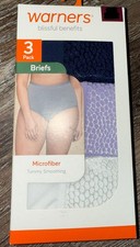 Warners Womens Brief Underwear Panties Polyester Tummy Smoothing 3-Pair B , L