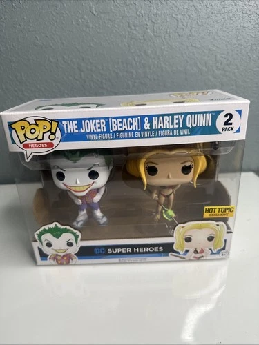 DC Funko Pop!  The Joker (Beach) & Harley Quinn 2 Pack, Hot Topic Vinyl Figure