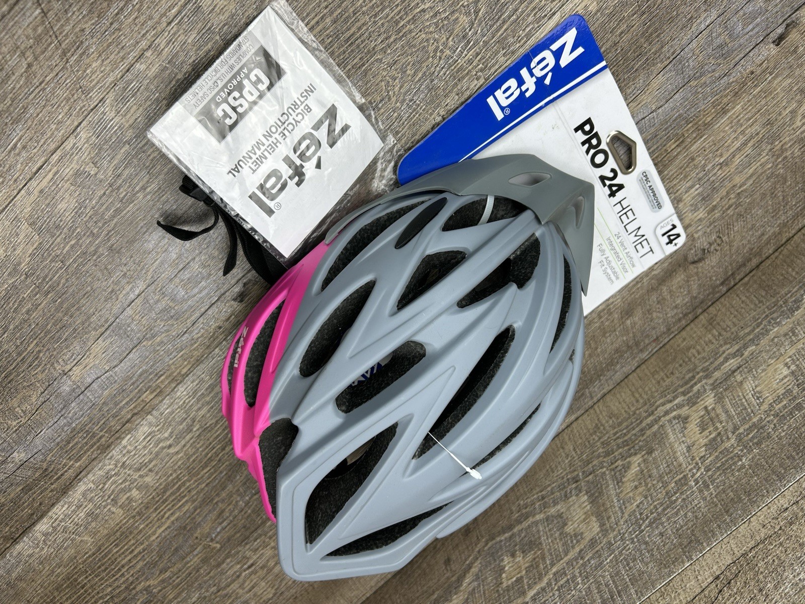 Women's Pro Gray Pink Bike Helmet ( Universal fit , 24 Large Vents ) - Zefal