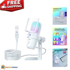 Omnidirectional USB Microphone for Gaming Streaming - Quick Mute RGB Glow