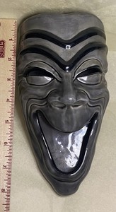 Wall Decor. Laughing Mask. Gray/Black. Hobbyist Piece. 