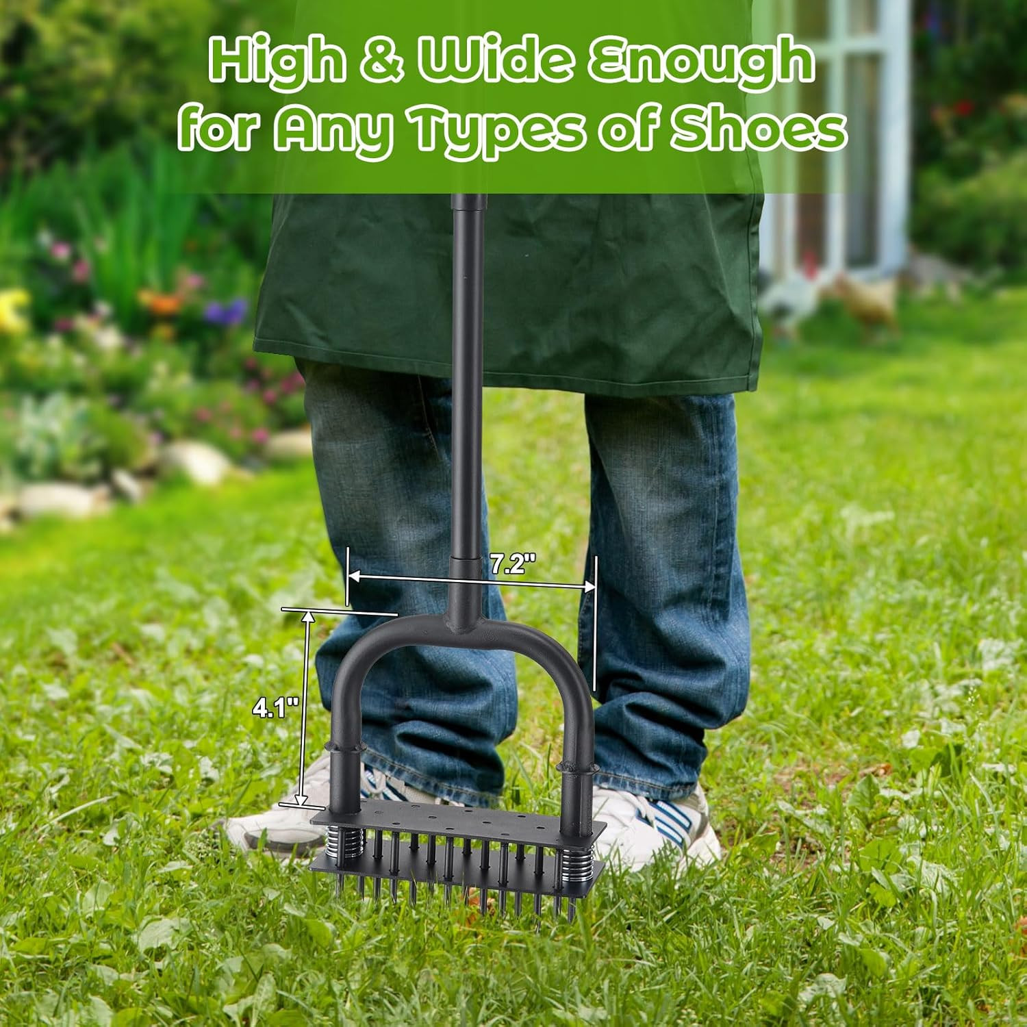 Aerator Lawn Tool: Sharp 14 Iron Spikes, Automatic Dirt Leaf Cleaning, Manual La