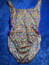 Vintage 90s Sasson Swimsuit Floral Side Cutout Bows Coquette Large