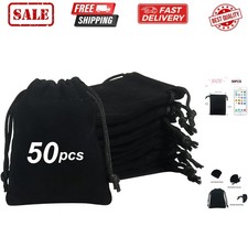 50pcs Little velvet Jewelry bags, 3x4inch Black Drawstring Gift pouches Coin ...