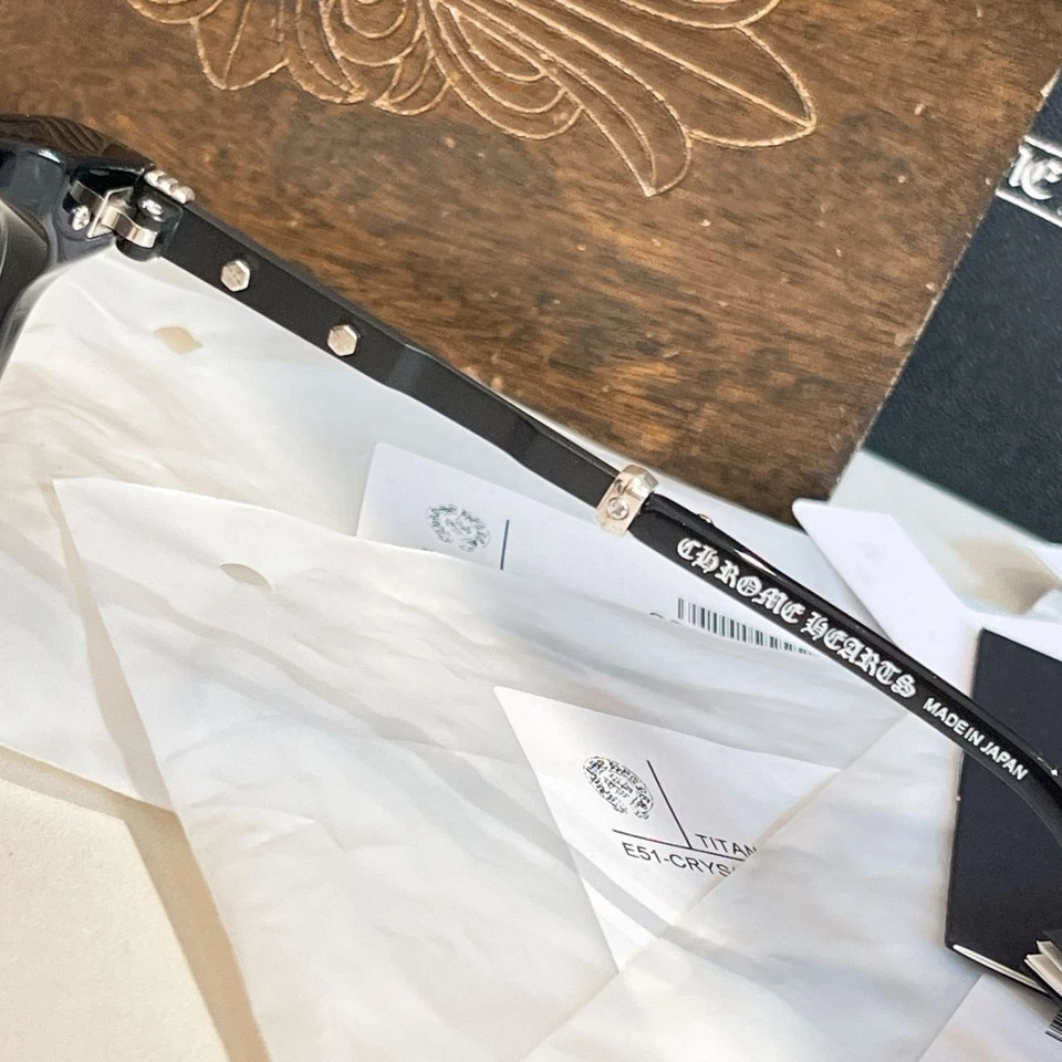 Gafas Cromo Corazones Negro Plata 51-23-145 Raro Marco de Diseñador de Lujo Unisex Foto 3 de 4