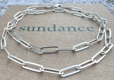 NEW 178 Sundance 20" Adjustable Paperclip Italy Sterling Silver Link Necklace